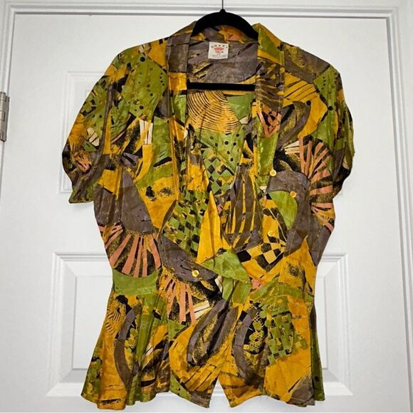 SWEET TALK Button Wrap Short Sleeve Peplum Shirt Blouse Top - Picture 7 of 15